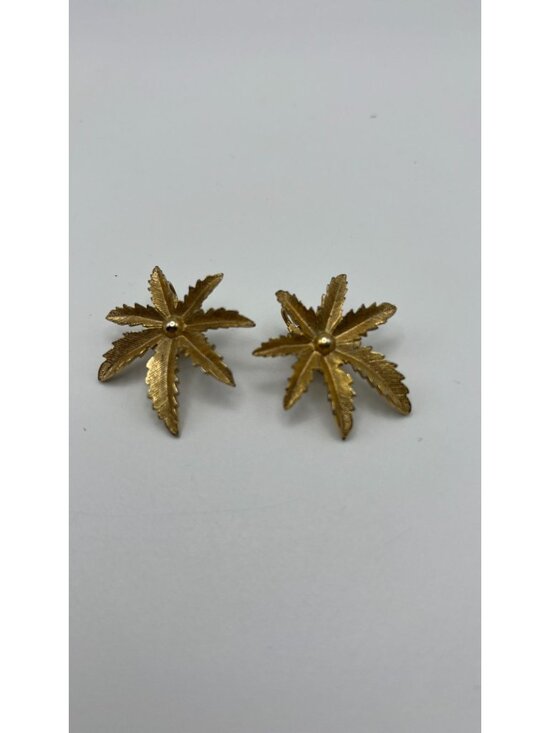 Sarah Coventry Jewelry - Vintage Sarah Coventry Gold-Tone Leaf Clip-On Earrings Botanical Starburst Desig
